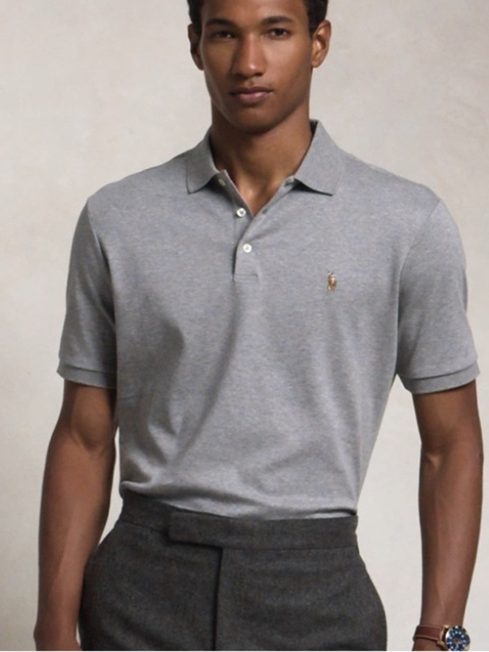 Polo by Ralph Lauren Soft Cotton Polo Light Grey Classic Fit size L